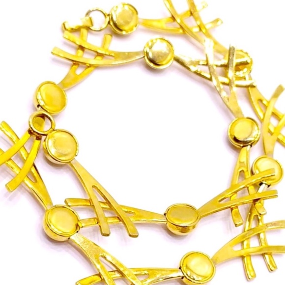 Vintage gold tone modernist choker necklace - Picture 6 of 8